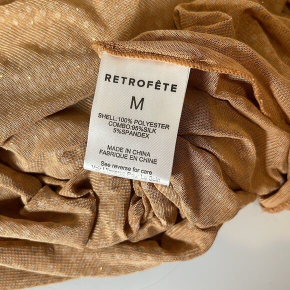 Retrofete Shilo Crystal Embellished Silk Sheer Cowl Neck Gold Maxi Dress Sz M - Picture 13 of 13